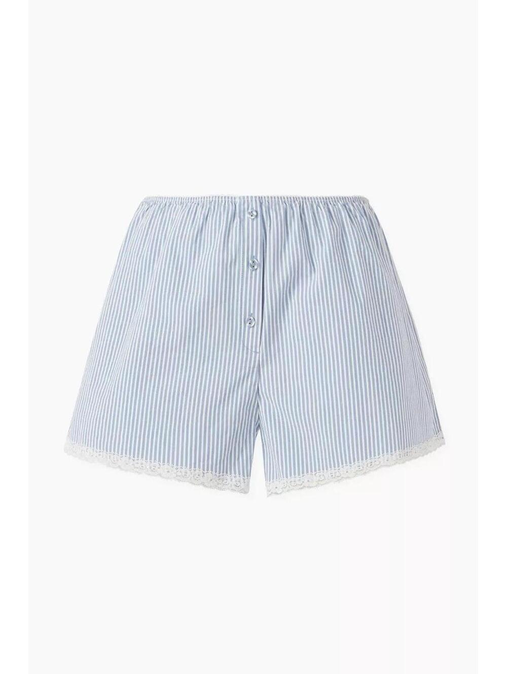NWT Skims Cotton Poplin Sleep Shorts In Cadet Stripe 2X